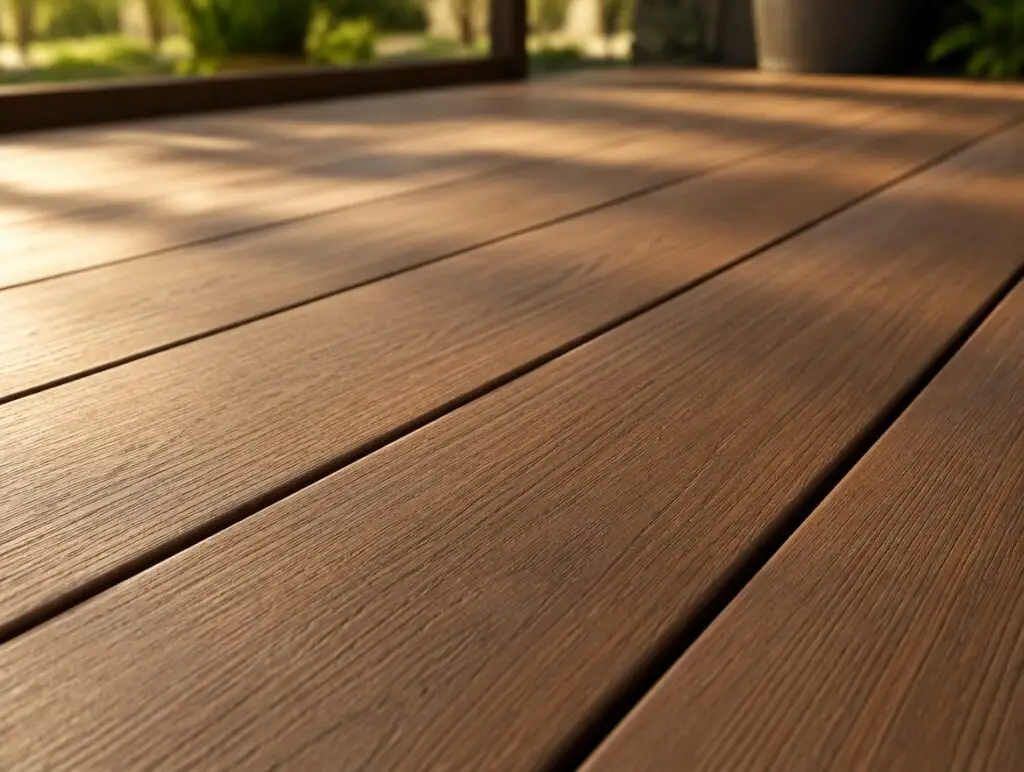 Close-up of composite decking boards